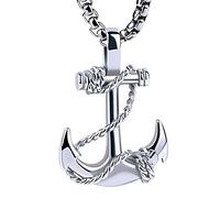 QHQQXN HHRLCH Collana Pirata in Argento Sterling 925 per Uomini e Donne, Collana Pirata con Spada Collana con Ancora Teschio di Halloween retrò con Testa di Fantasma, Collana con Teschio Collana con