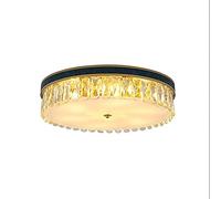 QHQQXN Home Chandelier, Crystal Raindrop Drum Chandelier Shade Lighting Ceiling Flush Mount LED Light Fixture Pendant Lamp for Dining Room Bathroom Bedroom Livingroom-Dark Green LWX