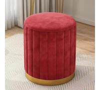 QHQQXN Luxury Velvet Stool - Round Upholstered Vanity Storage & Compact Foot Rest Extra Seating for Bedroom & Living Room Soft Blue 13x17in Chic Home Decor Accent.