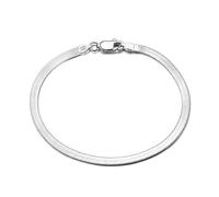 QHQQXN LYGXWJFC Bracciale in Argento Sterling, Bracciale in Argento Sterling Moda S925 Bracciale a Catena a Maglia Piatta a Spina di Pesce da 3 Mm Bracciale Unisex in Osso di Serpente Piatto Bracciale