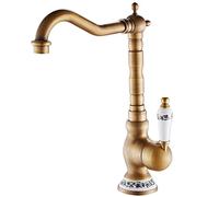 QHQQXN Miscelatore Antico per lavello da Cucina, Rubinetto con Leva in Ceramica ruotabile a 360° per Cucina e Bagno, Rubinetto monocomando dal retrò, Rubinetto dell'Acqua Resistente ed Elegante