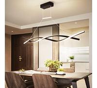 QHQQXN Modern Dimmable LED Hanging Pendant Light with Remote Adjustable Height Wave Design Chandelier for Dining Room Living Room Kitchen Office Gold Finish 80cm LWX