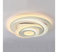 QHQQXN Modern LED 80W Ceiling Light,Chandelier Flush Mount Ceiling Lamp for Living Room Bedroom Ring Acrylic Pendant Lights, 3-Color Light Source Dimmable Ceiling Lamps LWX