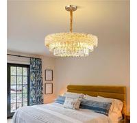 QHQQXN Modern LED Ceiling Chandelier for Living Dining Room Circular Ring Crystal Hanging Lamp Luxury Hotel Hall Pendant Light Fixture,Modern LWX
