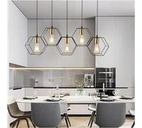 QHQQXN Modern LED Chandelier Hanging E27 Lamp Geometric Metal Frame Lamp Suitable Compatible with - Light Above The Table Bedroom Pendant Lighting Ceiling(L47cm) LWX