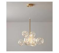 QHQQXN Modern Spheres LED Glass Chandelier Bubbles Ball Gold Pendant Lighting for Dinning Living Room Kitchen Bedroom Hanging Lamp LWX