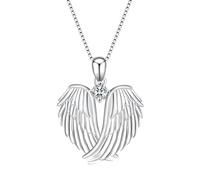 QHQQXN NBYGSC Ciondolo Angelo Custode in Argento Sterling 925 per Donne, Collana con Ali d'Angelo guardiano, Collana Angelo Custode per Donne, Collana Angelo per Ragazze, Gioielli Angelo Custode
