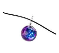 QHQQXN NBYGSC Collana Pianeta in Argento Sterling 925 per Donne e Uomini, Collana Universo Spaziale Stelle Pendente in Vetro Collana con Catena in Pelle Modello Pianeta Cristallo, Collana, Collana