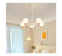 QHQQXN Retro Hall Pendant Lighting Home Cream Wind Large Chandelier 5-Lights Ceiling Hanging Lamps Dining Room - Bedroom Study Iron And PE Lamp Mid Century Light LED LWX