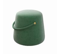 QHQQXN Round Foot Stool Ottoman with Handle for Living Room Bedroom Wooden Foot Stool Under Desk Shoes Changing Stool Jade Green 30cm*29cm*25cm