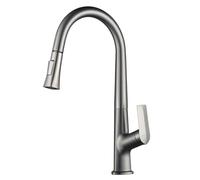 QHQQXN Rubinetti da Cucina con doccetta Estraibile Bocca a Collo di Cigno in Ottone Miscelatore per lavello da Cucina Rubinetti monocomando Grigi per la casa