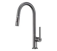 QHQQXN Rubinetti Estraibili per Lavello Cucina, Miscelatore Lavello Cucina Monocomando Grigio con Bocca Girevole a Collo di Cigno Rubinetti per la Casa