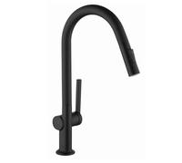 QHQQXN Rubinetti Estraibili per Lavello Cucina, Miscelatore Lavello Cucina Monocomando Nero con Bocca Girevole a Collo di Cigno Rubinetti per la Casa