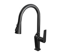 QHQQXN Rubinetti per lavello da Cucina con doccetta Estraibile Rubinetto da Cucina Grigio Display Digitale Bocca Girevole a 360° Calda e Fredda Rubinetti per la casa