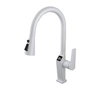 QHQQXN Rubinetti per lavello da Cucina con doccetta Estraibile Rubinetto da Cucina Grigio Display Digitale Bocca Girevole a 360° Calda e Fredda Rubinetti per la casa