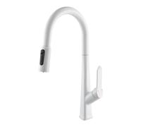 QHQQXN Rubinetto da Cucina Estraibile a 3 Vie Miscelatore da Cucina monocomando Bianco Bocca a Collo di Cigno Rubinetto da Cucina per Acqua Potabile a 3 Vie Rubinetto per lavello da Cucina 3 in 1
