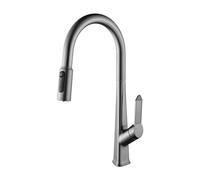 QHQQXN Rubinetto da Cucina Estraibile a 3 Vie Miscelatore da Cucina monocomando Grigio Bocca a Collo di Cigno Rubinetto da Cucina per Acqua Potabile a 3 Vie Rubinetto per lavello da Cucina 3 in 1