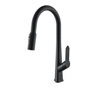 QHQQXN Rubinetto da Cucina Estraibile a 3 Vie Miscelatore da Cucina monocomando Nero Bocca a Collo di Cigno Rubinetto da Cucina per Acqua Potabile a 3 Vie Rubinetto per lavello da Cucina 3 in 1