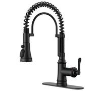 QHQQXN Rubinetto da Cucina Nero con spruzzatore a Discesa, Rubinetto per lavello da Cucina Antico a Molla Singola in Acciaio Inossidabile con Piastra di Copertura per 1 o 3 Fori, Adatto per Fattoria,