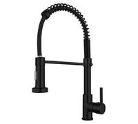 QHQQXN Rubinetto da Cucina Nero con spruzzatore Estraibile, Miscelatore Girevole Universale per lavello da Cucina, Rubinetto a Molla per Acqua Calda e Fredda monocomando in Ottone Massiccio