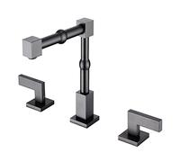 QHQQXN Rubinetto per lavabo a 3 Fori Rubinetto per Vasca in Ottone Acqua Calda e Fredda Miscelatore snodo Girevole per Bagno, Grigio