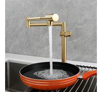 QHQQXN Rubinetto riempitivo per pentole da Piano, Rubinetto da Cucina Pieghevole con Bracci oscillanti a Doppio snodo estensibili, Rubinetto per lavello da Cucina in Ottone, Rubinetto per fornello,