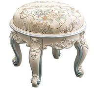 QHQQXN Sgabello Premium Rotondo Intagliato - Piccola Sedia da Pranzo in Tessuto Ricamato Sedile Versatile per Il Cambio Scarpe Colore Argento Ideale per Soggiorno e Divano 14x12 Pollici