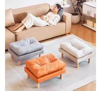 QHQQXN Small Beige Rectangular Foot Stool - Upholstered for Bedroom Couch Entryway Shoe Change Camping & Picnic - Versatile Footrest for Comfort & Style