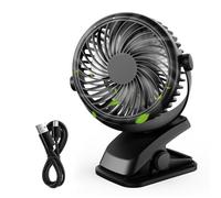 Qhui Mini ventilatore da scrivania, ventilatore di raffreddamento personale USB a 3 velocità con rotazione a 360°, cavo USB e batteria per casa, ufficio, palestra, pesca, campeggio