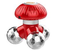 QHYK Massaggiatori portatile tenuto, massaggiatore vibrante tenuto in mano con 3 teste di massaggio, USB/alimentato a batteria elettrico, per Relax da Stress e corpo pieno massaggi, Rosso