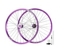 QHYRZE 24/26/27,5/29'' Set di Ruote Mountain Bike Dirt Jump DH/XC/AM Ruota MTB Bici Cerchio 32H Freno A Disco Anteriore QR 9 * 100mm Posteriore Bolt On 10 * 135mm, per Cassetta 7-12s(Purple,27.5'')