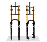 QHYRZE 26 Pollici Forcella Fat Bike Forcella Ammortizzata Aria per 4,0'' Mountain Bici Elettrica, Rimbalzo Regolabile 140mm Corsa Forcella Anteriore A Doppia Corona QR 9x135mm Freno A Disco(Gold)
