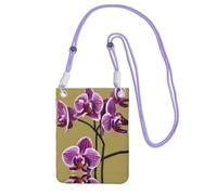 QHZLY Bella Orchidea Borsa a tracolla per cellulare nero con tracolla regolabile per donna - Moda e comoda, Viola, Taglia unica