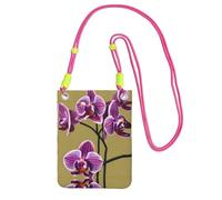 QHZLY Bella Orchidea Borsa a tracolla per cellulare nero con tracolla regolabile per donna - Moda e comoda, Fucsia, Taglia unica