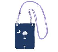 QHZLY Borsa a tracolla per cellulare con bandiera della Carolina del Sud, nera, con tracolla regolabile, da donna, alla moda, comoda, Viola, Taglia unica