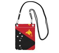 QHZLY Borsa a tracolla per cellulare con bandiera della Papua Nuova Guinea, nera, con tracolla regolabile, da donna, alla moda, comoda, Nero , Taglia unica