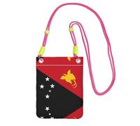 QHZLY Borsa a tracolla per cellulare con bandiera della Papua Nuova Guinea, nera, con tracolla regolabile, da donna, alla moda, comoda, Fucsia, Taglia unica