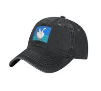 QHZLY Cappellino da baseball alla moda in denim lavato con le ali dell'oca bianca unisex traspirante leggero da viaggio all'aperto, Nero , Taglia unica
