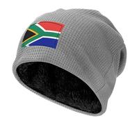 QHZLY Cappello invernale con bandiera del Sud Africa a nido d'ape foderato in pile caldo cappello nero morbido leggero teschio Cap, Grigio chiaro, Taglia unica