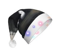 QHZLY CreepyCreatures - Cappello natalizio con luci a LED, per adulti, in peluche, decorativo, per le vacanze