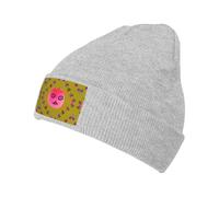 QHZLY Funny Face Peach caldo berretto lavorato a maglia nero con fodera in pile, leggero e confortevole per sport all'aria aperta, grigio, Taglia unica