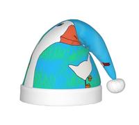 QHZLY Happy White Goose Holiday Santa Hat per bambini poliestere Fluffy Trim Cap Costume Accessorio