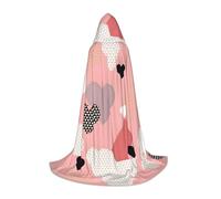 QHZLY Mantello con cappuccio astratto grafico d'amore M per adolescenti mantello lungo Cosplay costume da palco in maschera Comic-Con Carnevale Gioco di ruolo