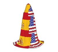 QHZLY Mantello con cappuccio con bandiera della Spagna americana L per adolescenti mantello lungo Cosplay costume da palco in maschera Comic-Con Carnevale Gioco di ruolo