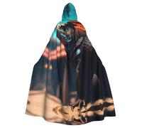 QHZLY Mantello con cappuccio per Halloween Ronin iguana in un saloon cyberpunk costume cosplay per adulti per feste in maschera, feste a tema, spettacoli teatrali