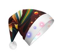 QHZLY Planets in Space - Cappello natalizio con luci a LED per adulti, cappello decorativo a forma di Babbo Natale per le vacanze