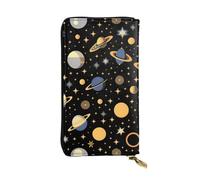 QHZLY Portafoglio lungo in pelle Planet in The Dark per unisex, elegante e funzionale, con scomparti per carte, tasche con cerniera