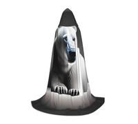 QHZLY Ritratto di un orso polare con cappuccio mantello S per adolescenti mantello lungo Cosplay Costume da palco in maschera Comic-Con Carnevale Gioco di ruolo