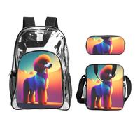 QHZLY Set di astucci per il pranzo in PVC trasparente con cucciolo che guarda fuori, leggero e resistente