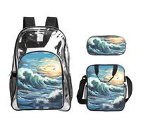 QHZLY Set di astucci per il pranzo in PVC trasparente con motivo a forma di gabbiano e barca a vela, leggeri e